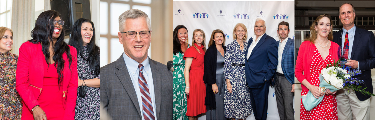A collage of photos from the Gala, including our CSF staff, honoree John Skelly,, the Scinto Family and Dr. Cay White, recipient of our Outstanding Achievement Award.