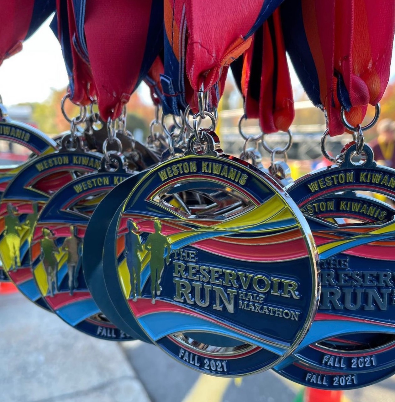 Medals from the Weston Reservoir Run